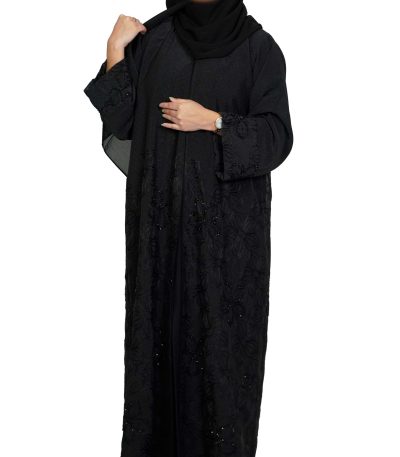 Black embodied abaya (2)