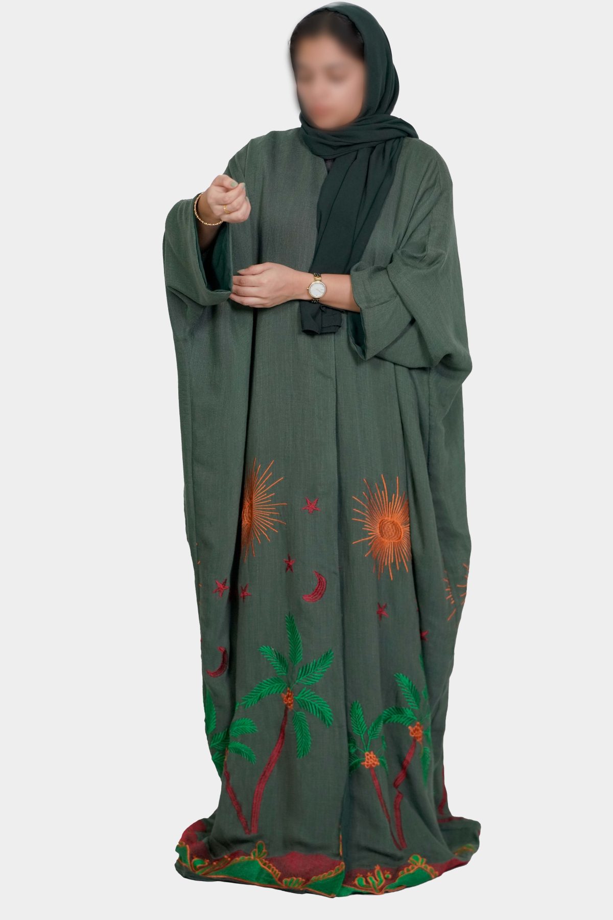 Olive green abaya By WoW Abayas